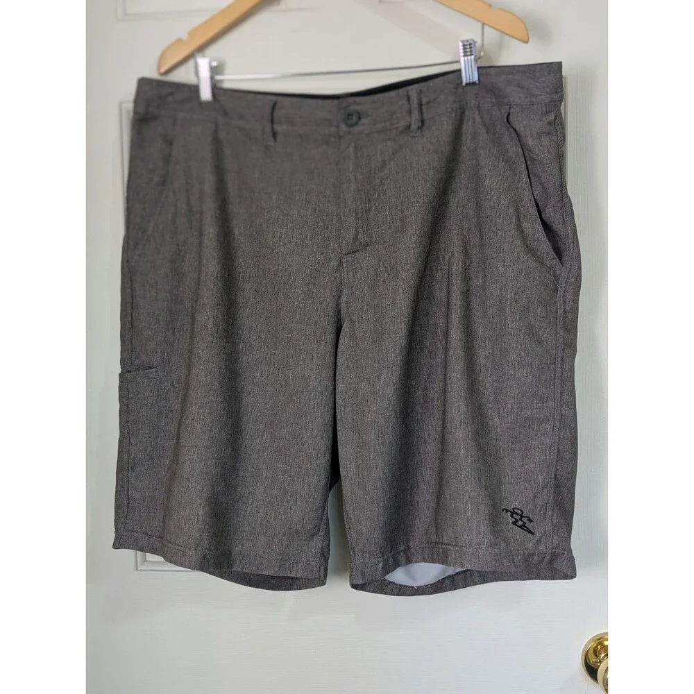 Da Hui Chino Board Shorts Mens 40 Heather Gray Surf Swim Trunks Stretch Logo
